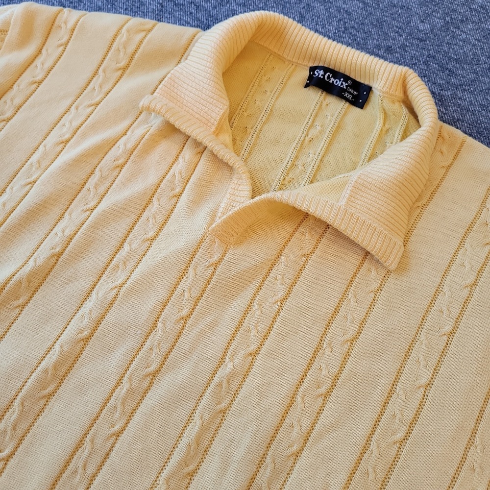 VTG St. Croix Sweater Men's 2XL Yellow Knit Long Sleeve Stretch Banded Waist‎